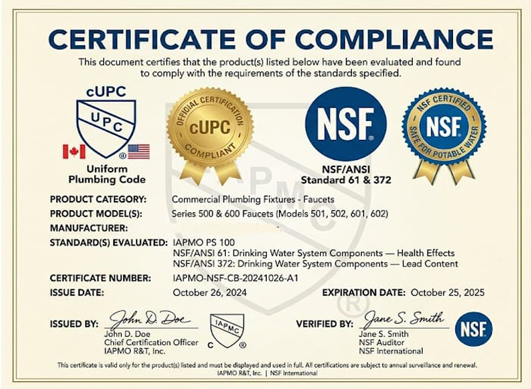 Faucet Certifications Explained: cUPC, NSF & Lead-Free Requirements for the U.S.